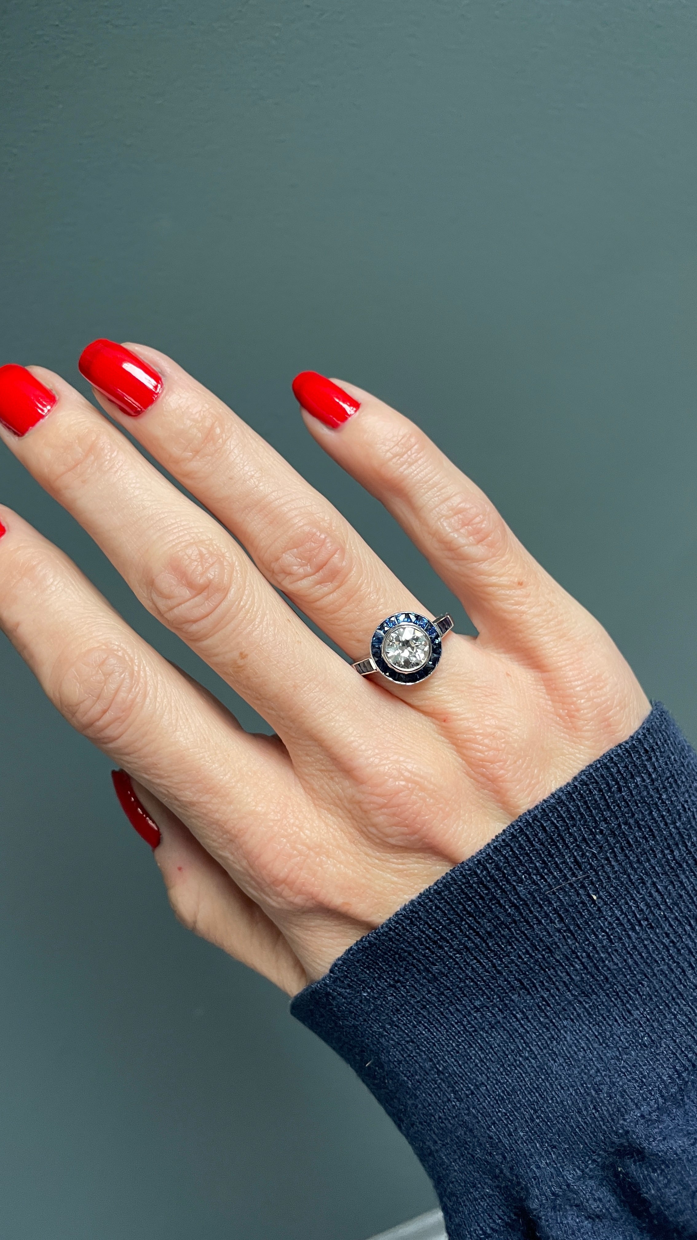 Diamond and sapphire target ring Clearance
